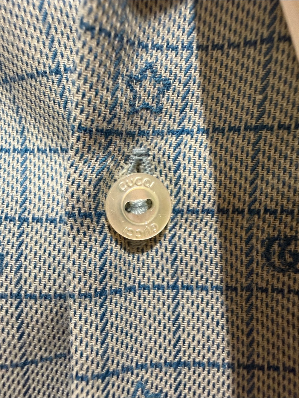 Gucci Kid's Light Blue Checked Button-Down Shirt with Subtle Logo Size 36 - Picture 5 of 8